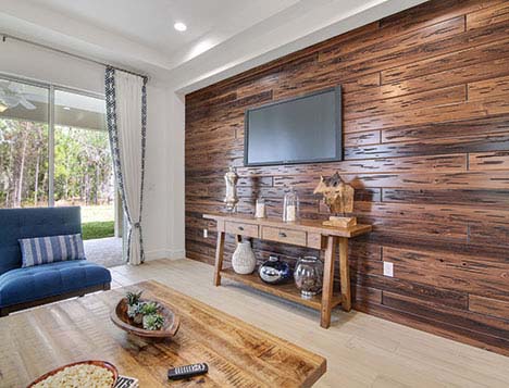 Living Room Wood Grain Accent Wall